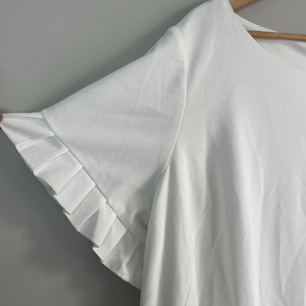NWT Tommy Hilfiger Shift Dress Ivory Ruffle Sleeve - Picture 4 of 5